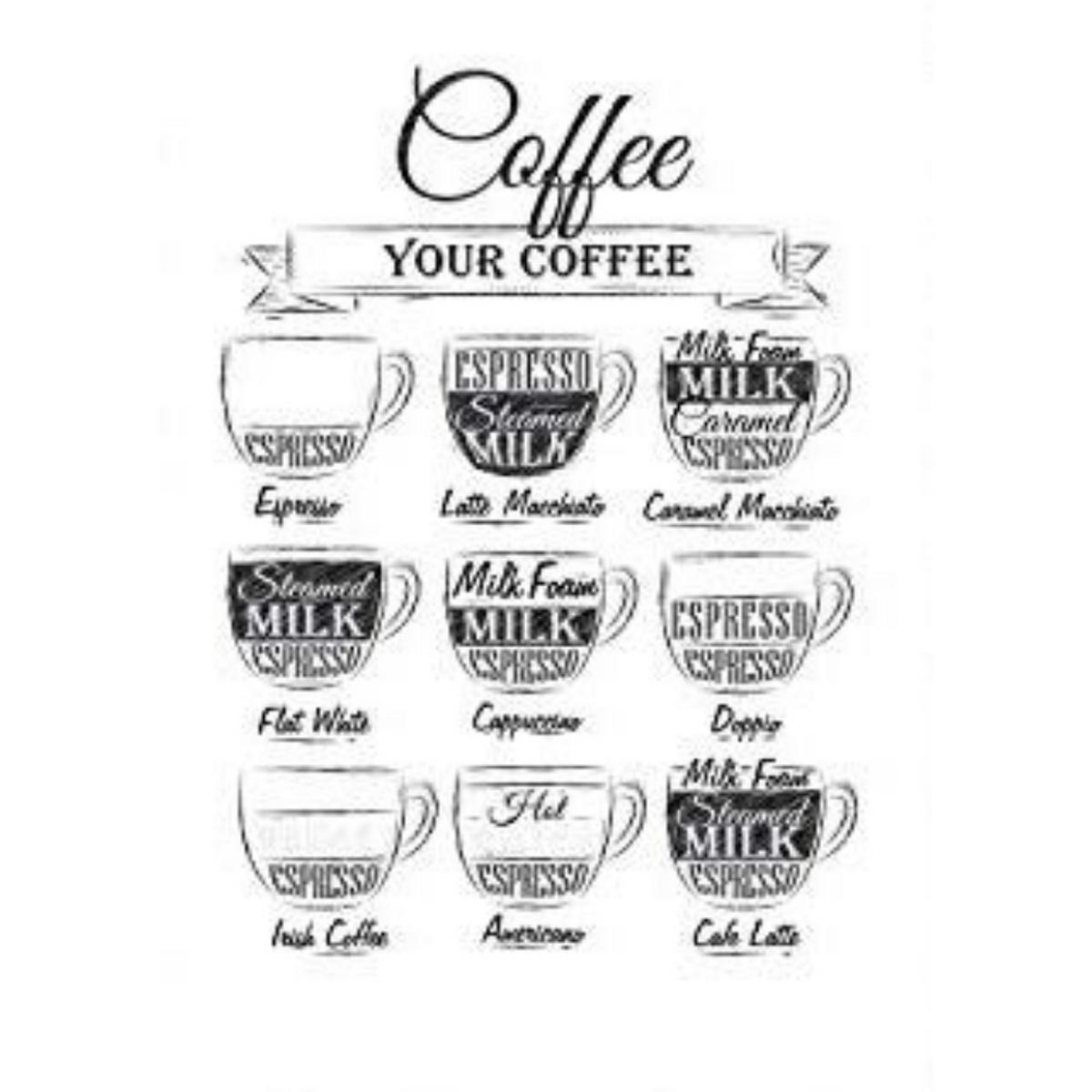 POSTER Kaffee Weißer Hintergrund A4 Rahmenlos - Klar, Papier (29.7/5/21cm) - Nacnic