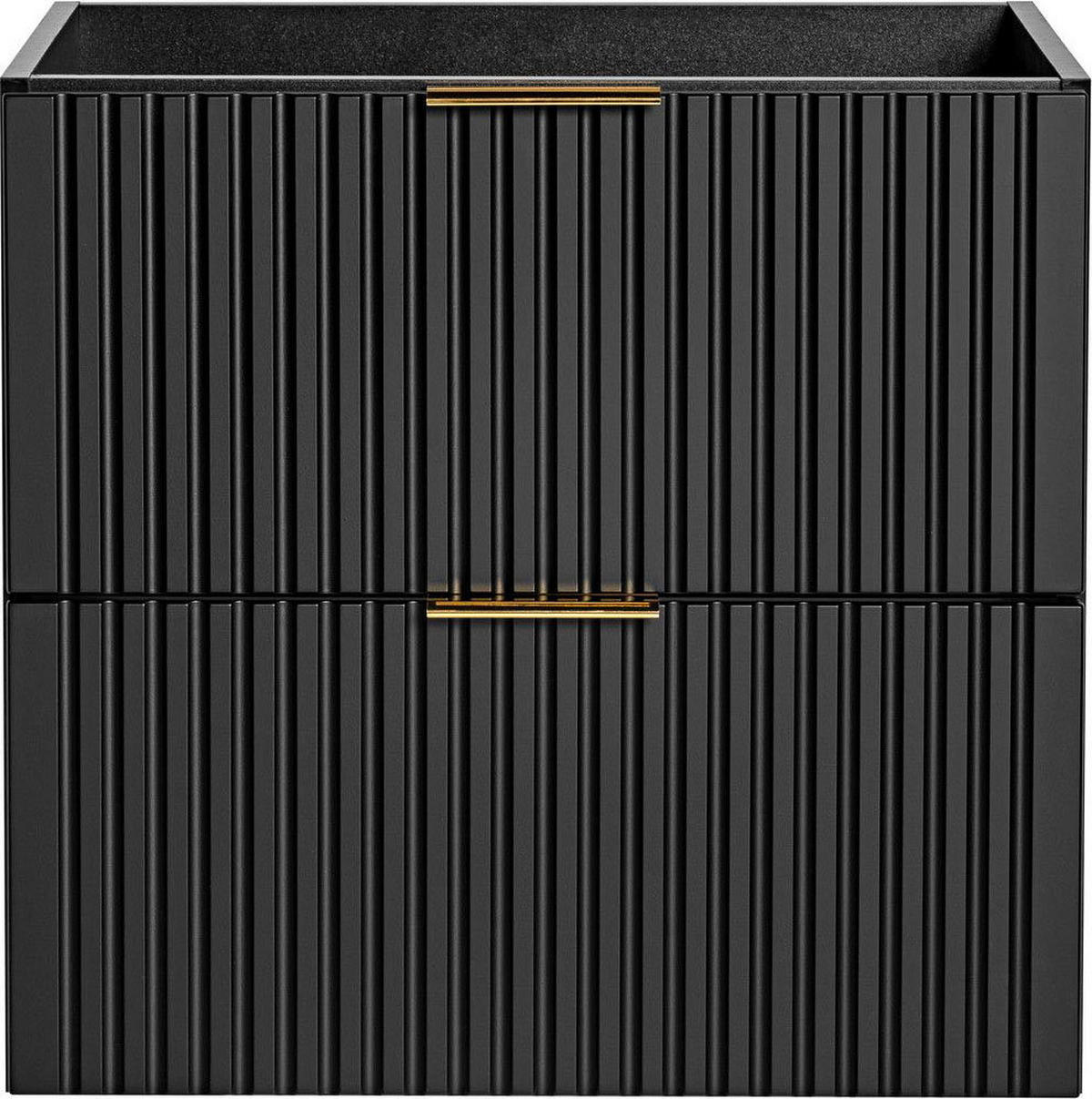 WASCHBECKENUNTERSCHRANK Niva hängend mit Rillenfronten in Schwarz, 60/57/46 cm - Multicolor/Schwarz, Holzwerkstoff/Kunststoff (60/57/46cm) - WFL GROUP