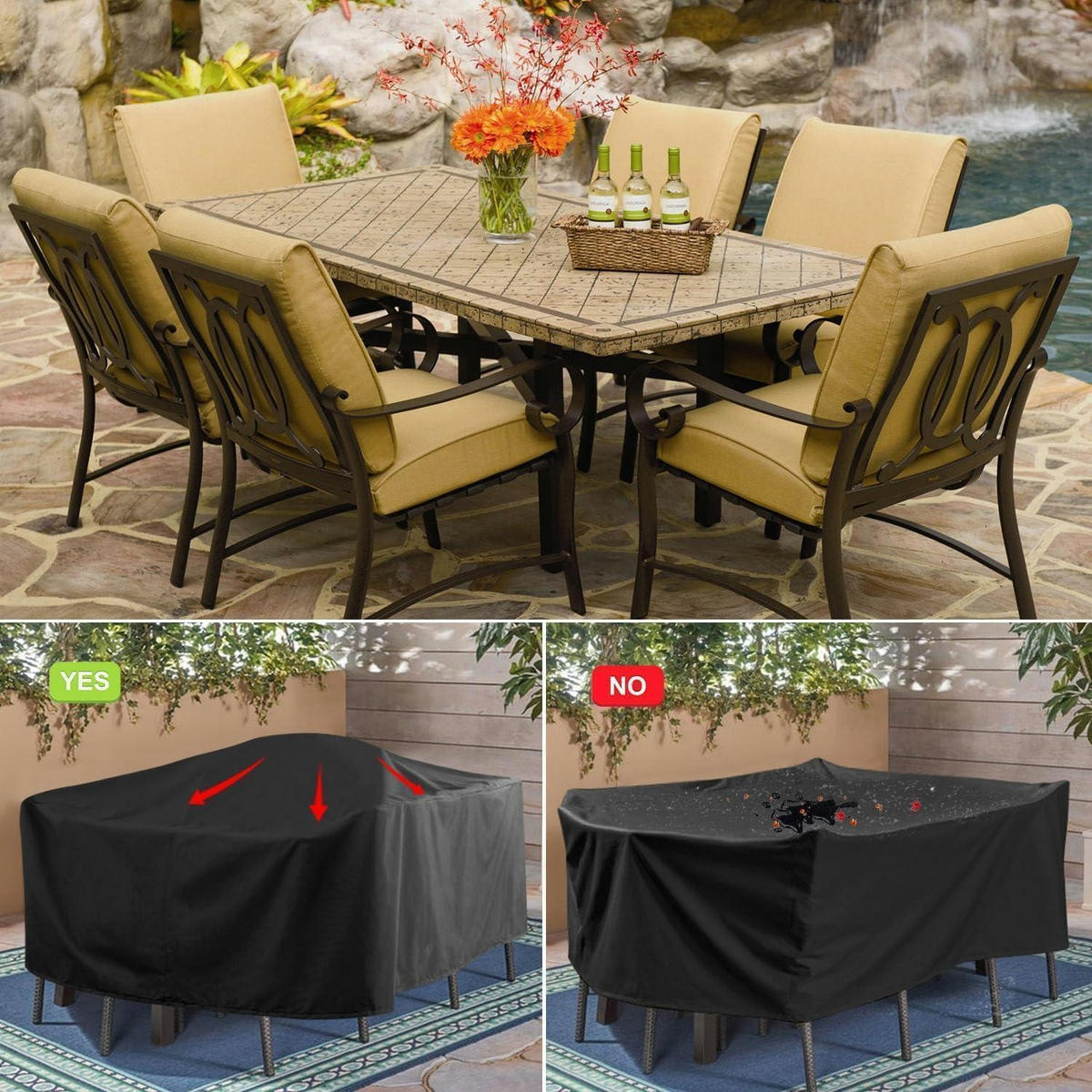 SCHUTZHÜLLE Gartenmöbel 420D Oxford 200x140x90cm - Schwarz, Textil (200/90/140cm)