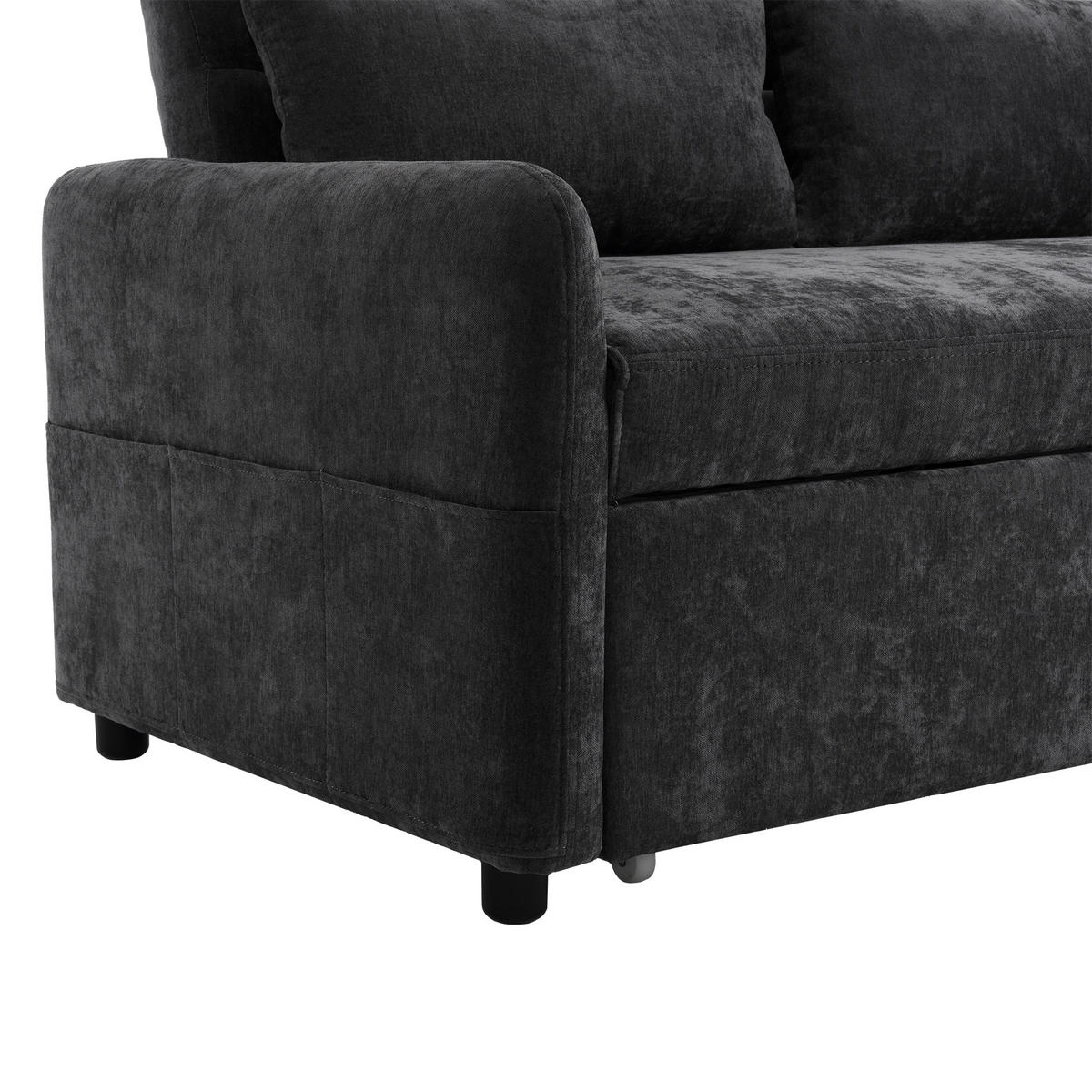 SOFABETT 129/76/81 cm Grau - Grau, Textil (76/81/129cm)