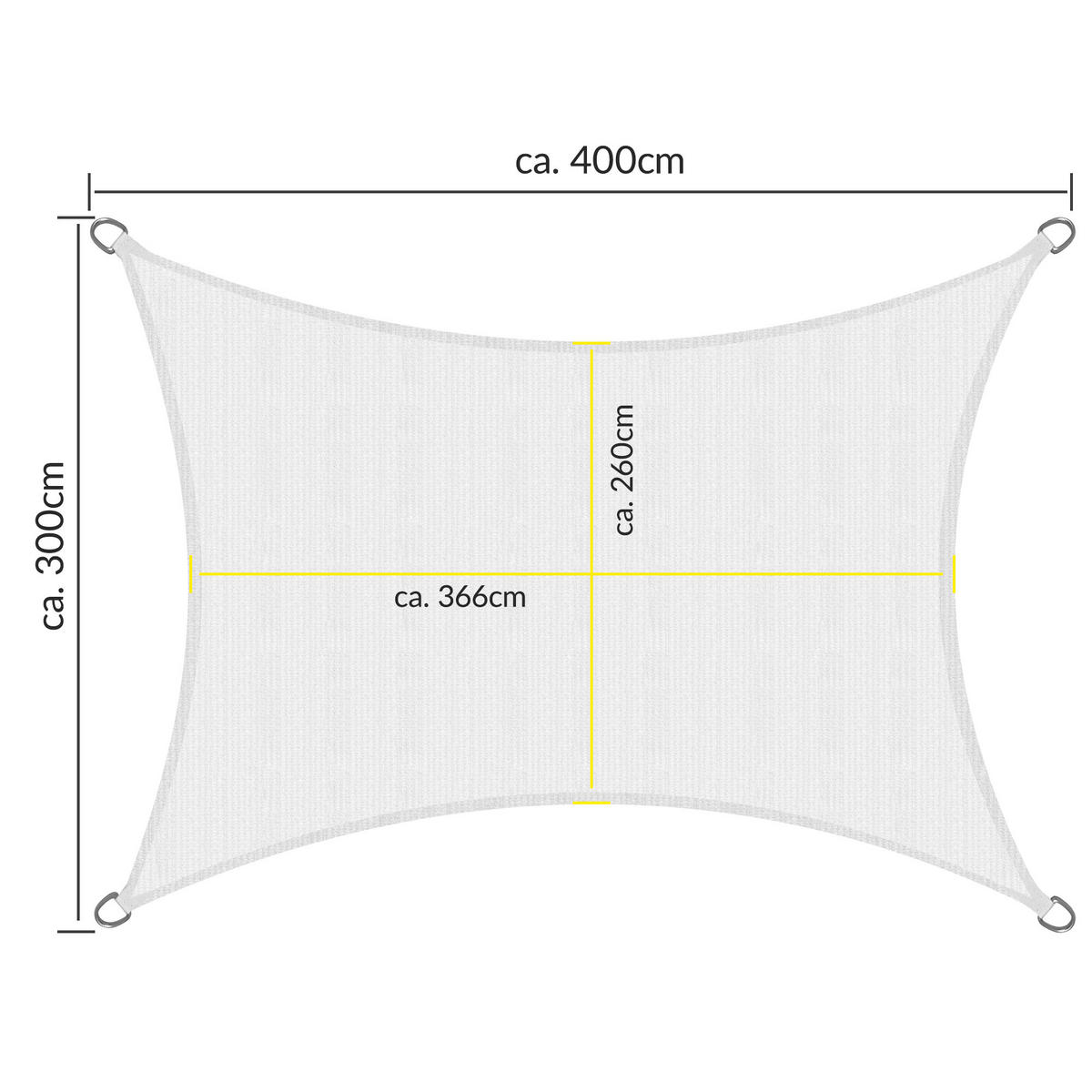 SONNENSEGEL SolVision HS9 300/400 cm rechteckig Weiß HDPE - Weiß, Kunststoff (400/300cm) - Sol Royal