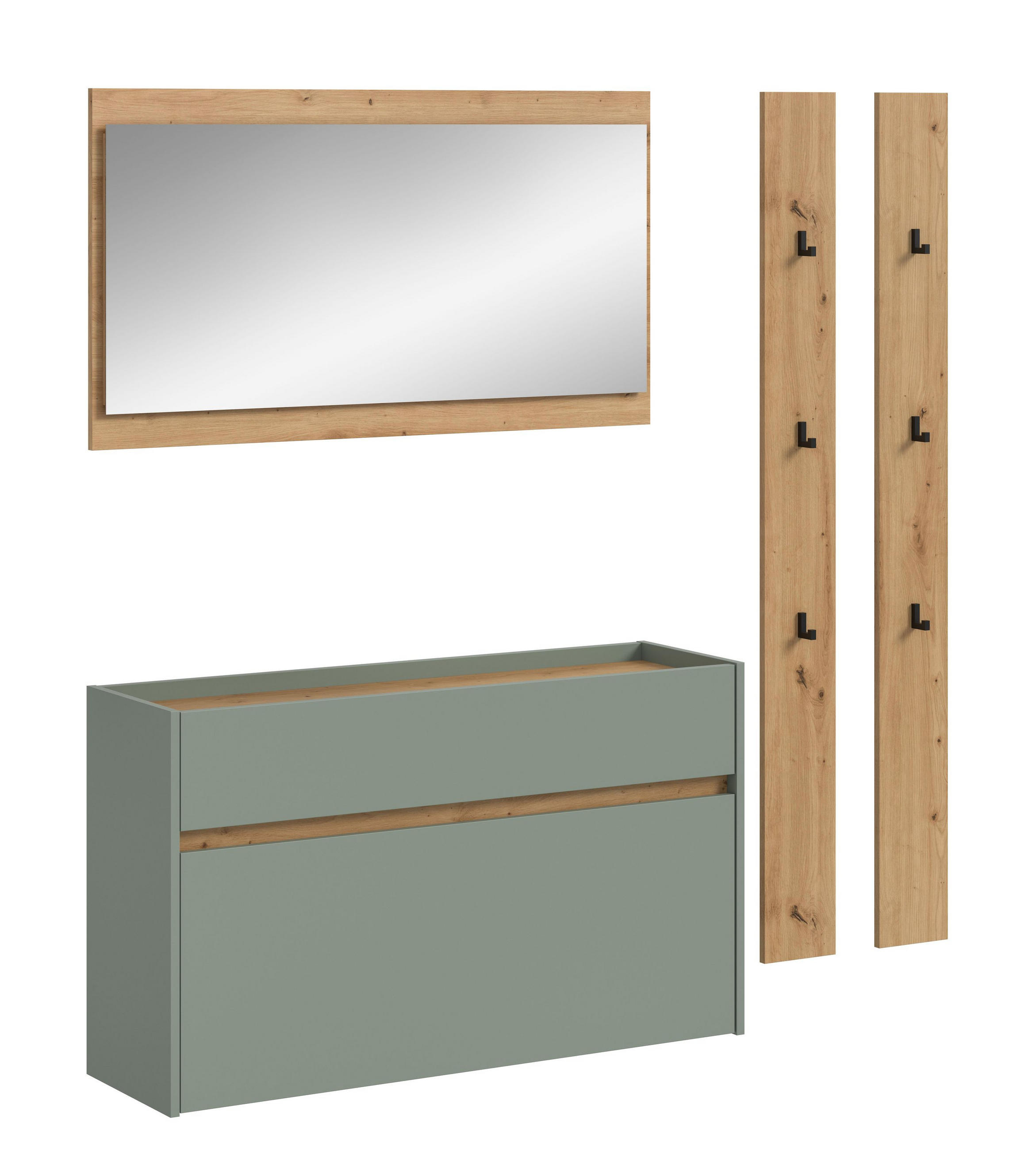 GARDEROBEN-SET DRIVE 4-tlg. (B/H/T: ca. 172/192/32 cm) in Salbei/Salbei - Salbeigrün, Holzwerkstoff (172/192/32cm)