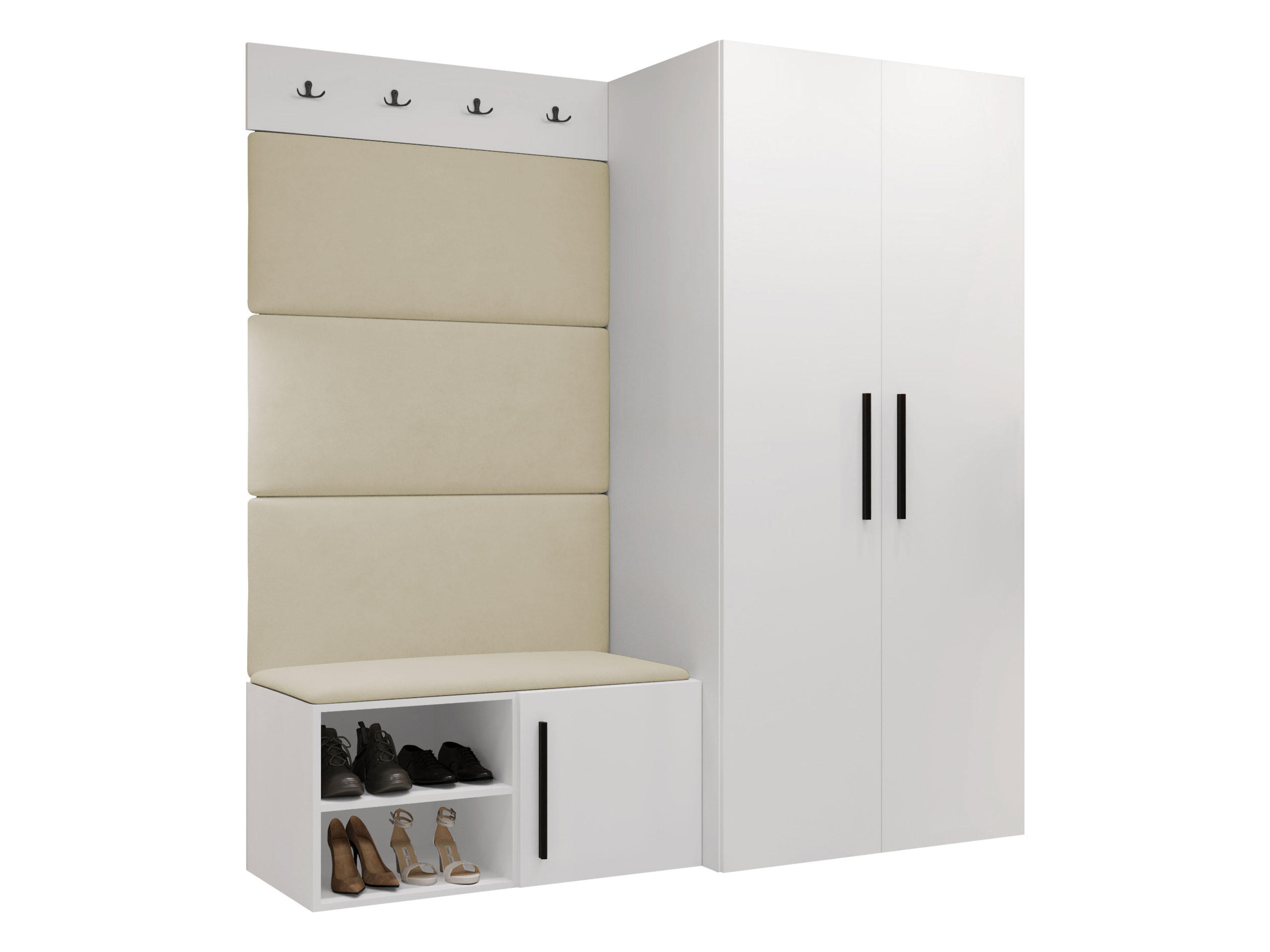 MOBILIER PENTRU HOL Medi I - bej/alb, material plastic/compozit lemnos (80/191/50cm) - MIRJAN24