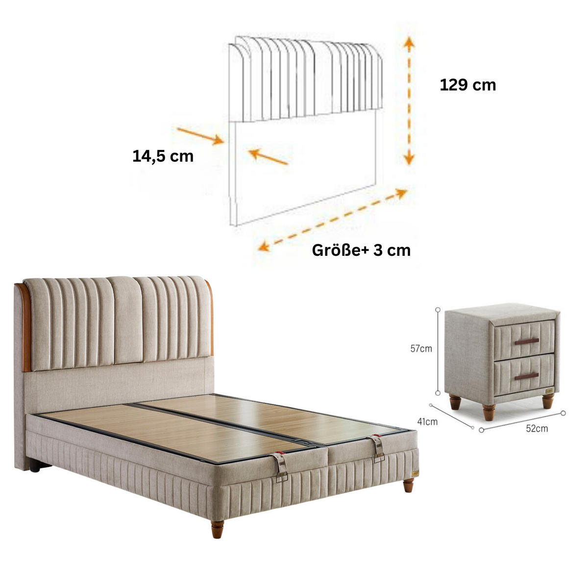 BOXBET 140x200 Kapok Naturel - Braun, Holz (140/200cm) - Bambi