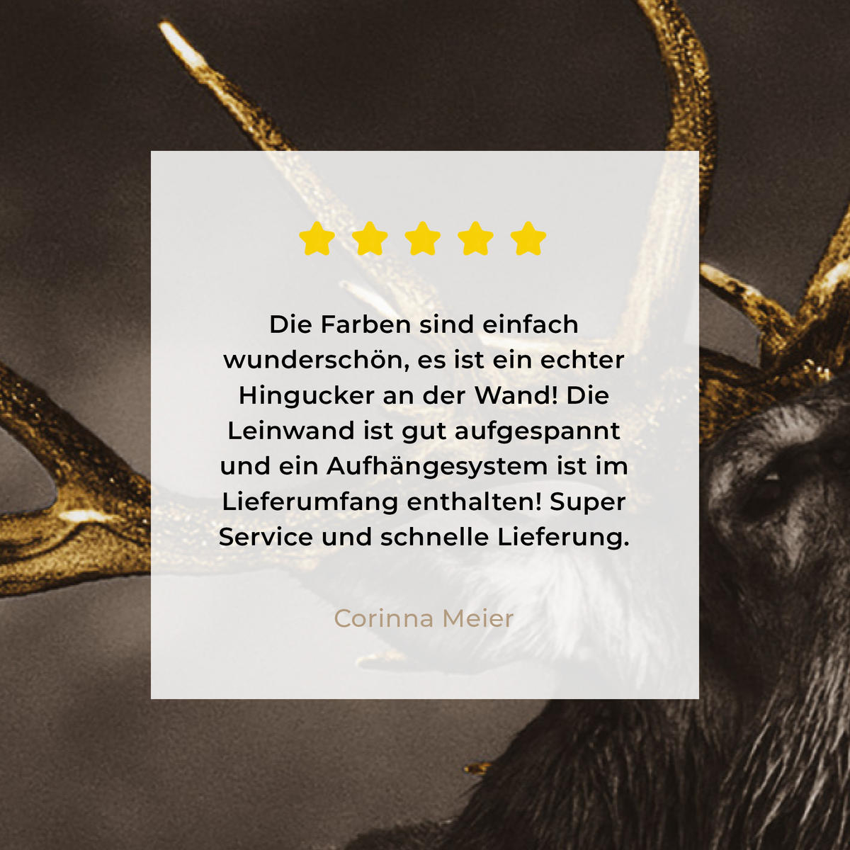 LEINWANDBILD Rotwild - Schwarz - Gold Groß 140x90 cm - Braun, Textil (140/90cm) - MuchoWow