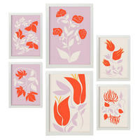 POSTER Set Mit 6 Großartige Blom In Blume Zusammenfassung Ästhetische Dekorative Gemälde Für Ihr Wohnzimmer Schlafzimmer Zuhause A3 & A4 Weißer Rahmen - Weiß, Papier (29/3cm) - Nacnic