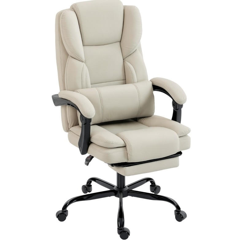 BÜROSTUHL höhenverstellbar mit Fußstütze Beige - Beige, Kunststoff (65/119/67cm) - Meubliv