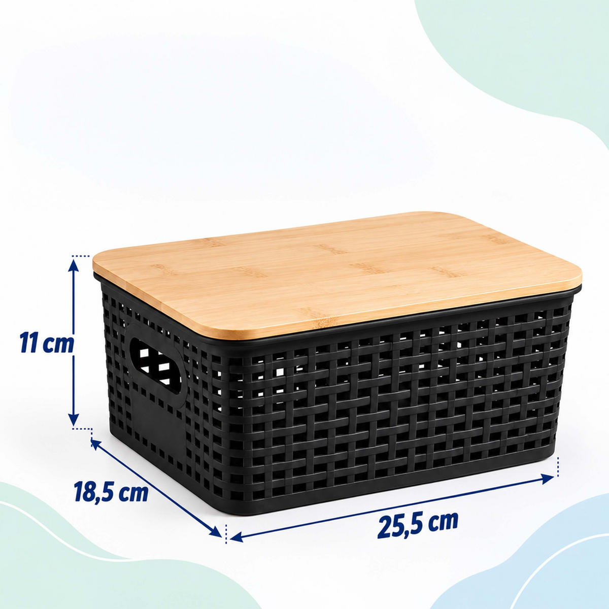 ÚLOŽNÉ BOXY Černá 6dílná-sada bambusové-víko - černá, dřevo/plast (25.5/11/18.5cm) - Relaxdays