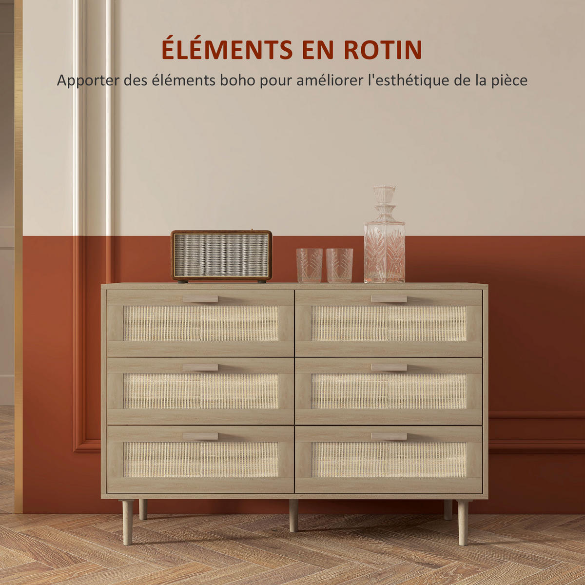 KOMMODE Hellbraun 110/40/75 cm - Naturfarben, Holzwerkstoff (110/75/40cm) - PANGIVO