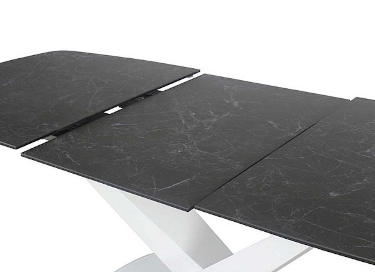 ESSTISCH Cassino II Marmor graphit / weiß 160 / 90 / 76cm - Graphitfarben, Glas/Holz (90/160/76cm) - Feldmann-Wohnen