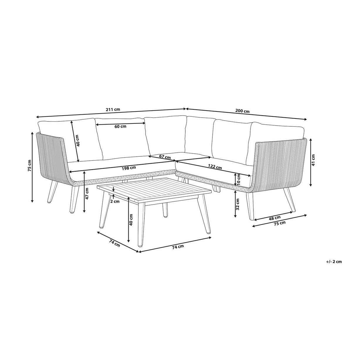 LOUNGE-SET 5-Sitzer Akazienholz Schwarz Alcamo - Schwarz, Holz - Beliani
