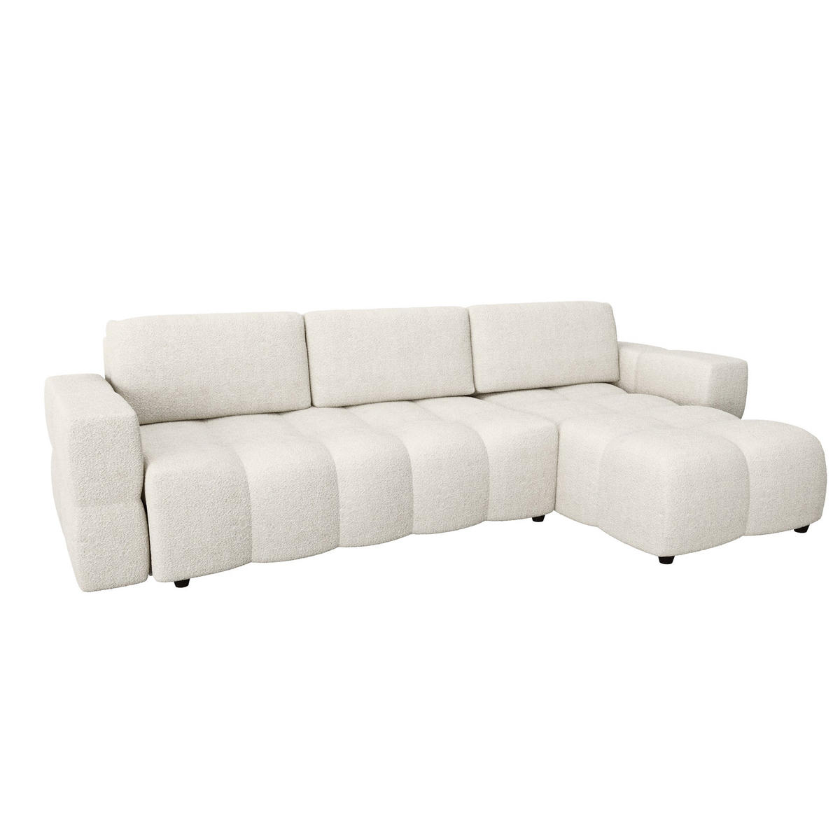 ECKSOFA RECHTS SCHLAFSOFA Mit Stauraum Bouclé creme 286 cm - Creme, Textil (286/169cm) - Sia Home