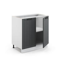 SPÜLENUNTERSCHRANK Fame-Line Anthrazit Landhaus 80 cm mit Regal AP Eiche - Anthrazit/Weiß, Holzwerkstoff (80/82/60cm) - Vicco