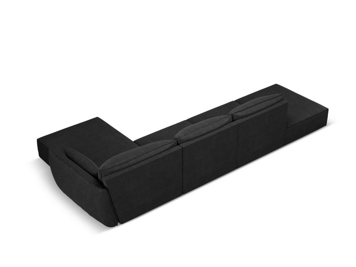 ECKSOFA rechts Kaelle aus Chenille-Stoff schwarz 5 Sitzplätze - Schwarz, Textil (171/364cm) - Micadoni