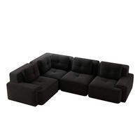 4-SITZER Sofa 382x104x69 cm aus Cordstoff rahmenlos modular, schwarz - Schwarz, Textil (104/69/382cm) - Luhomfu