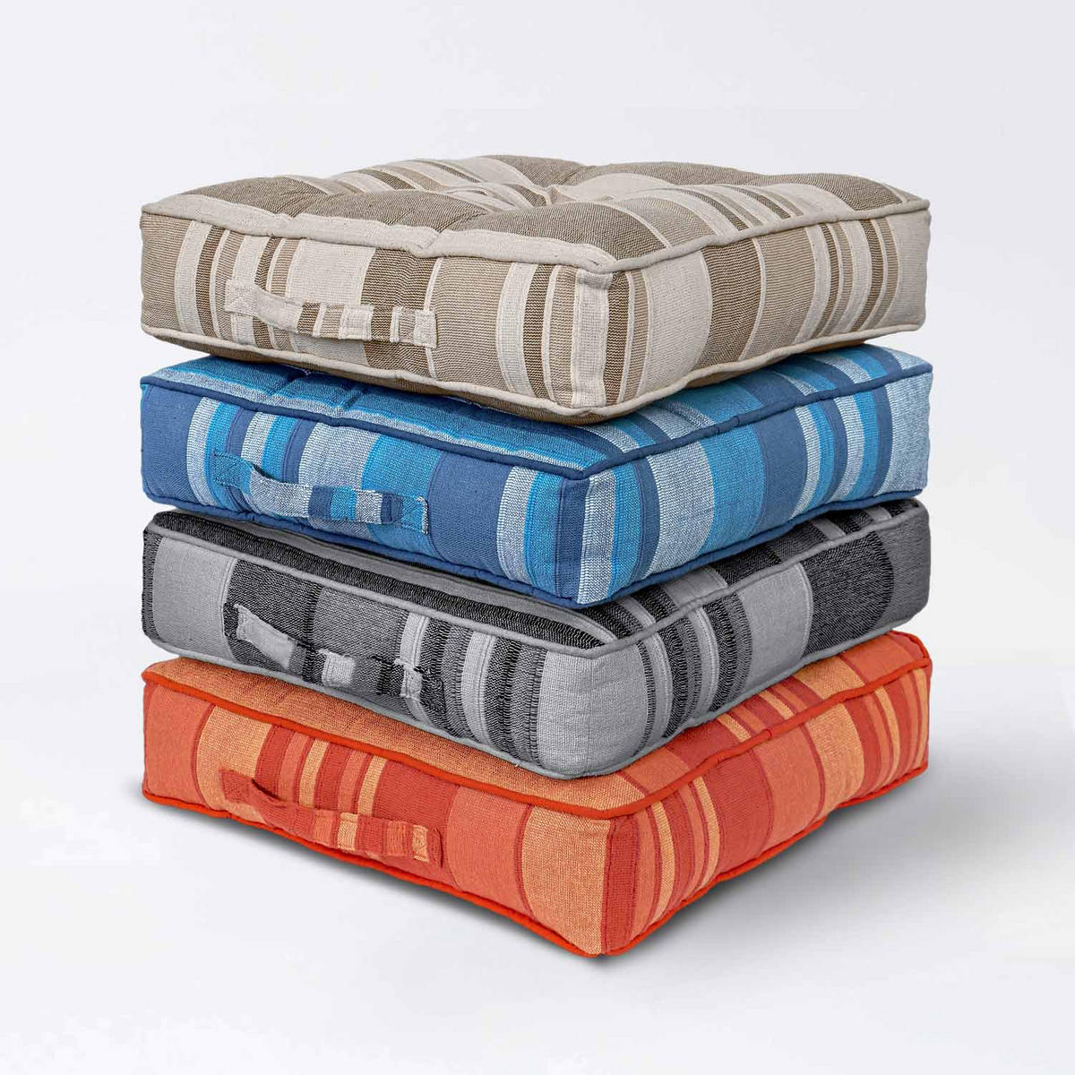 SITZKISSEN Morocco beige gestreift 40/40/8 cm - Beige, Textil (40/40/8cm) - Homescapes
