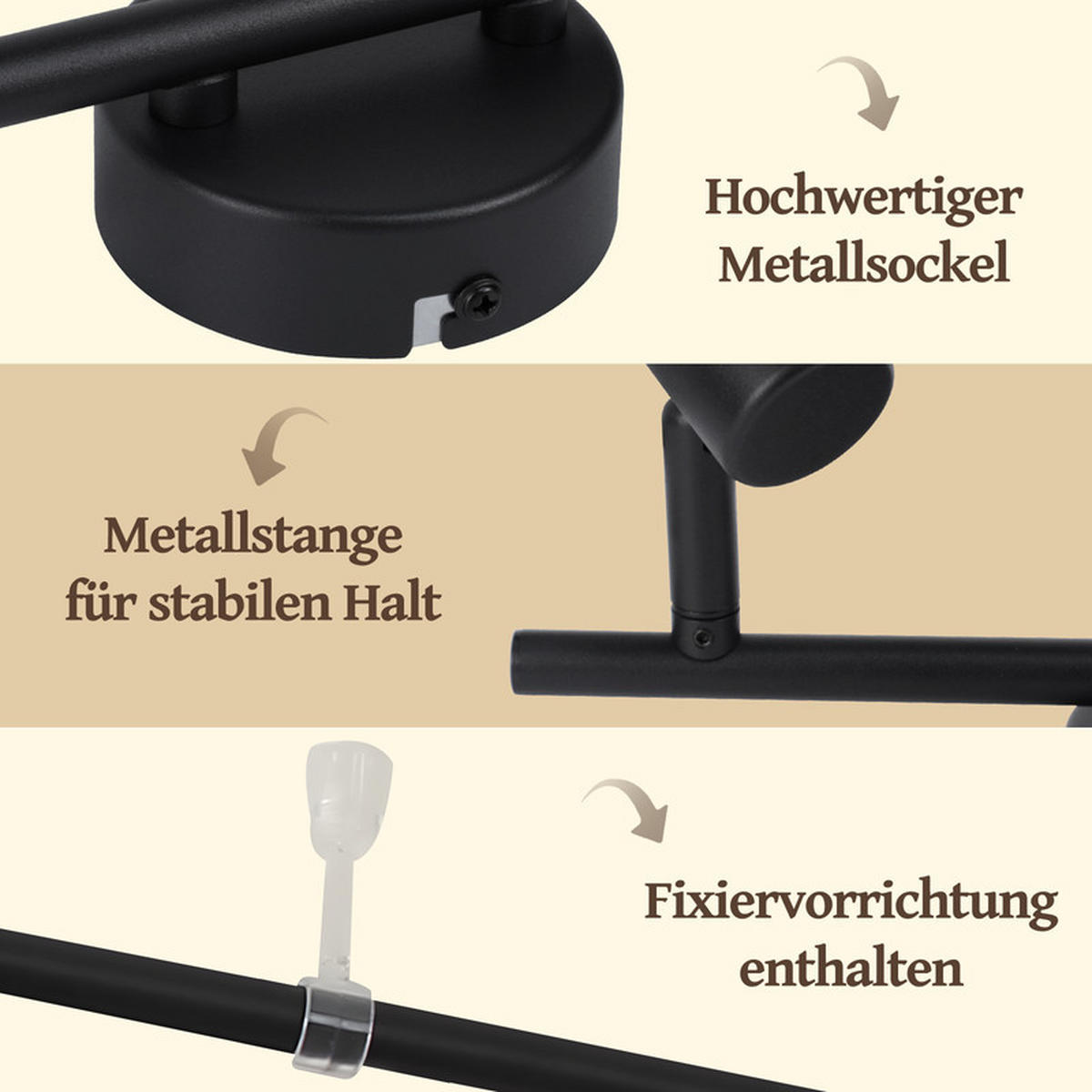 DECKENSTRAHLER Chase Ⅲ 6-flammig 150/12/19 cm - Schwarz, Metall (150/12/19cm) - Nettlife