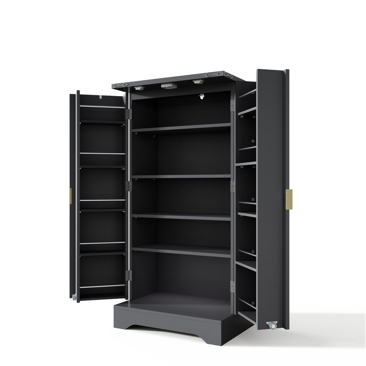 ANRICHTE 120/60,5/40 cm in Schwarz mit LED-Beleuchtung und verstellbaren Böden - Schwarz, Holzwerkstoff (60.5/120/40cm) - Flora Grace