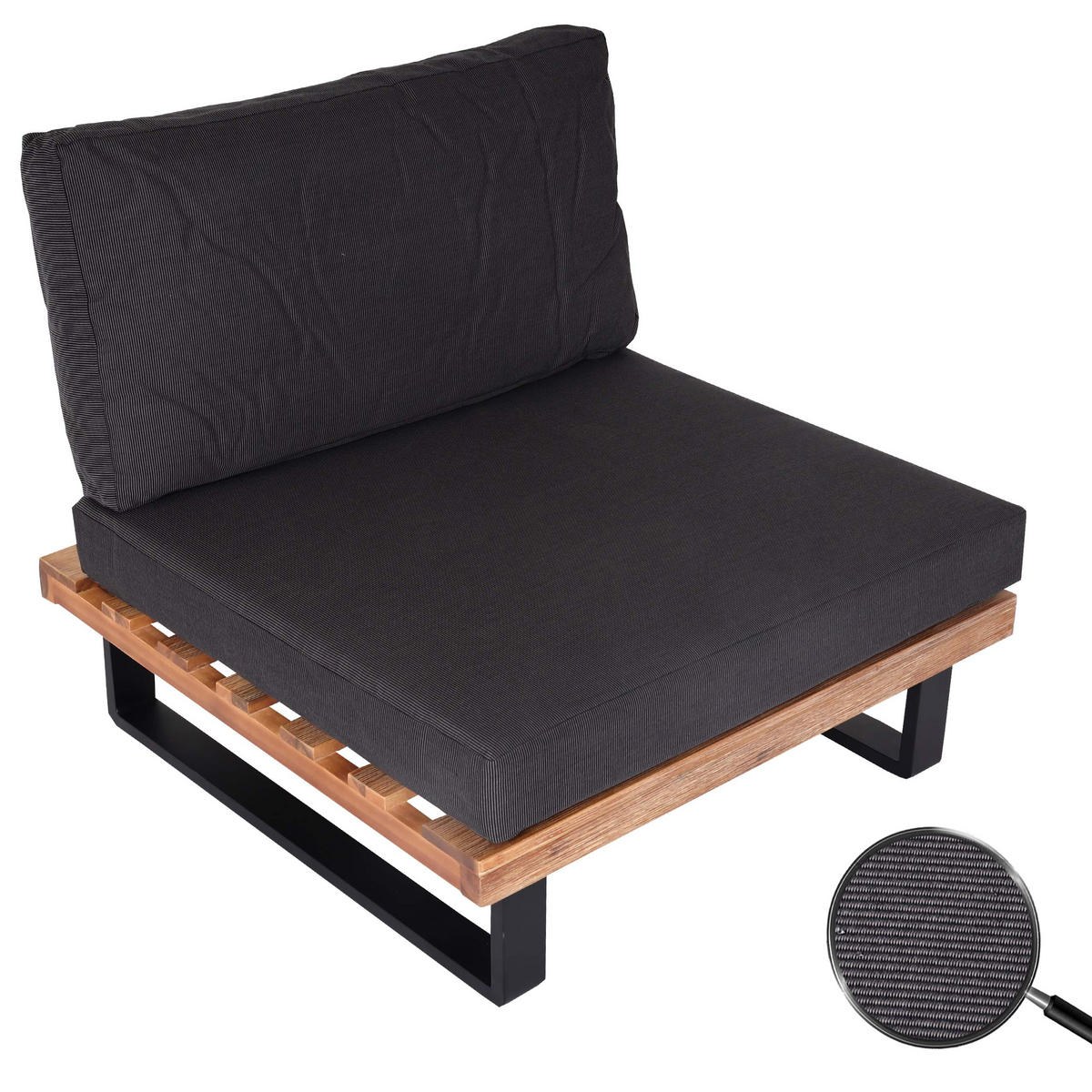 LOUNGE-SESSEL Schwarz, Braun, Grau - Schwarz/Braun, Holz (82/75/82cm) - MCW