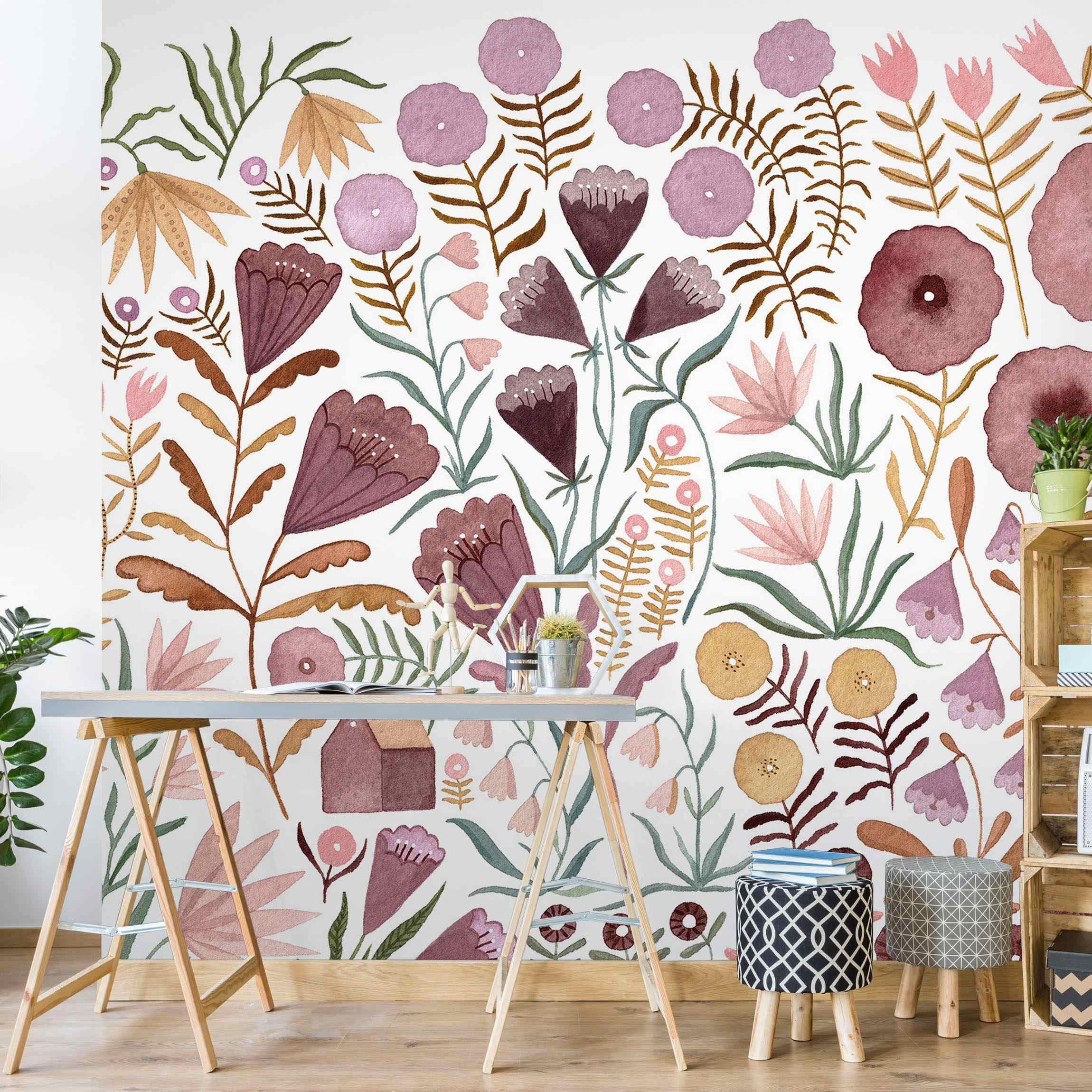 FOTOTAPETE Claudia Voglhuber - Blumenmeer 240/240 cm - Rosa, Papier (240/240cm) - Bilderwelten