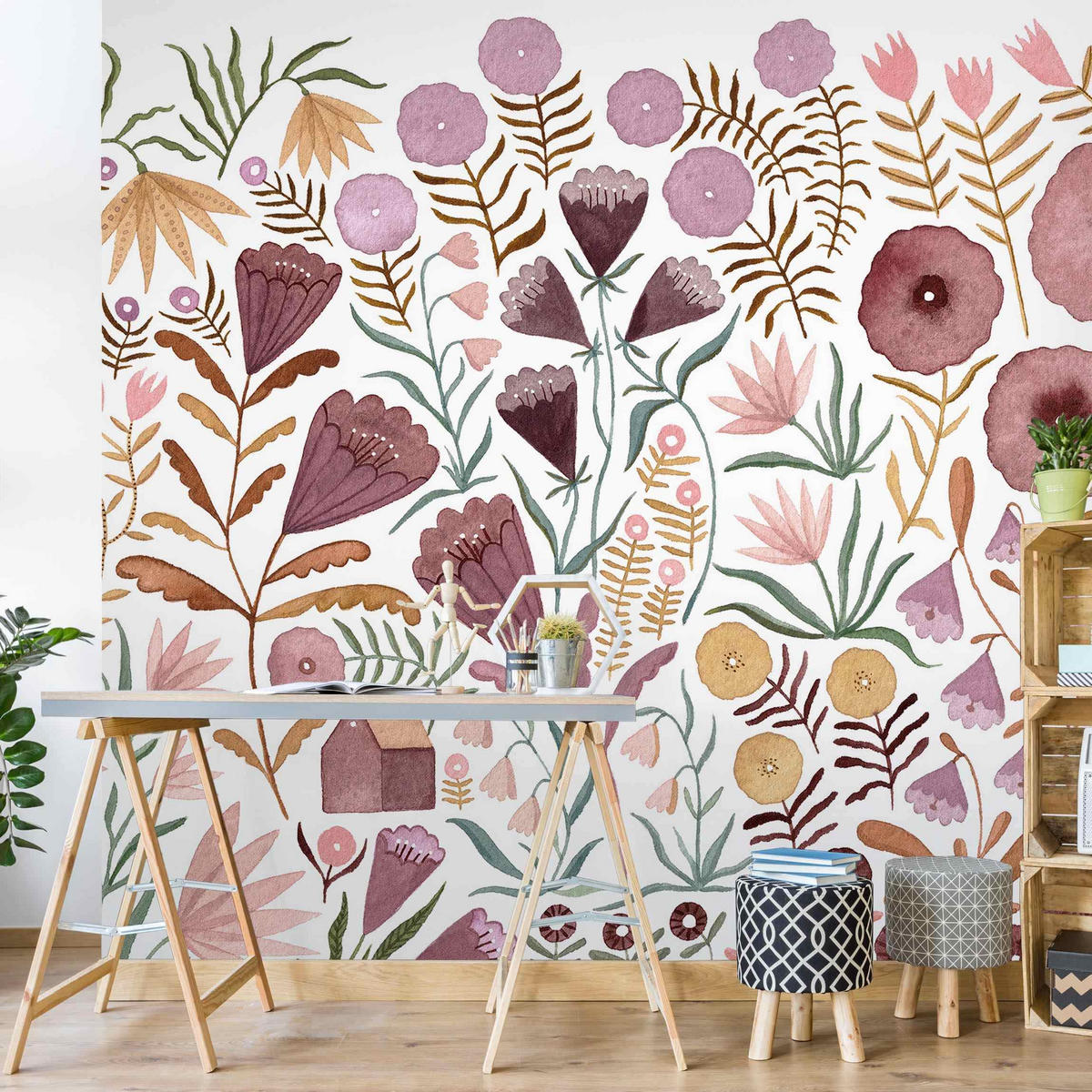 FOTOTAPETE Claudia Voglhuber - Blumenmeer 288/288 cm - Rosa, Papier (288/288cm) - Bilderwelten