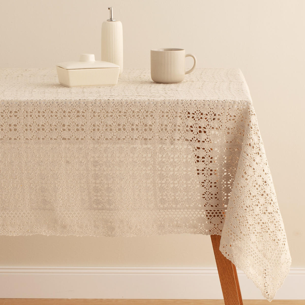 TISCHDECKE Folkelips - Beige, Textil (180/130/1cm) - home&you