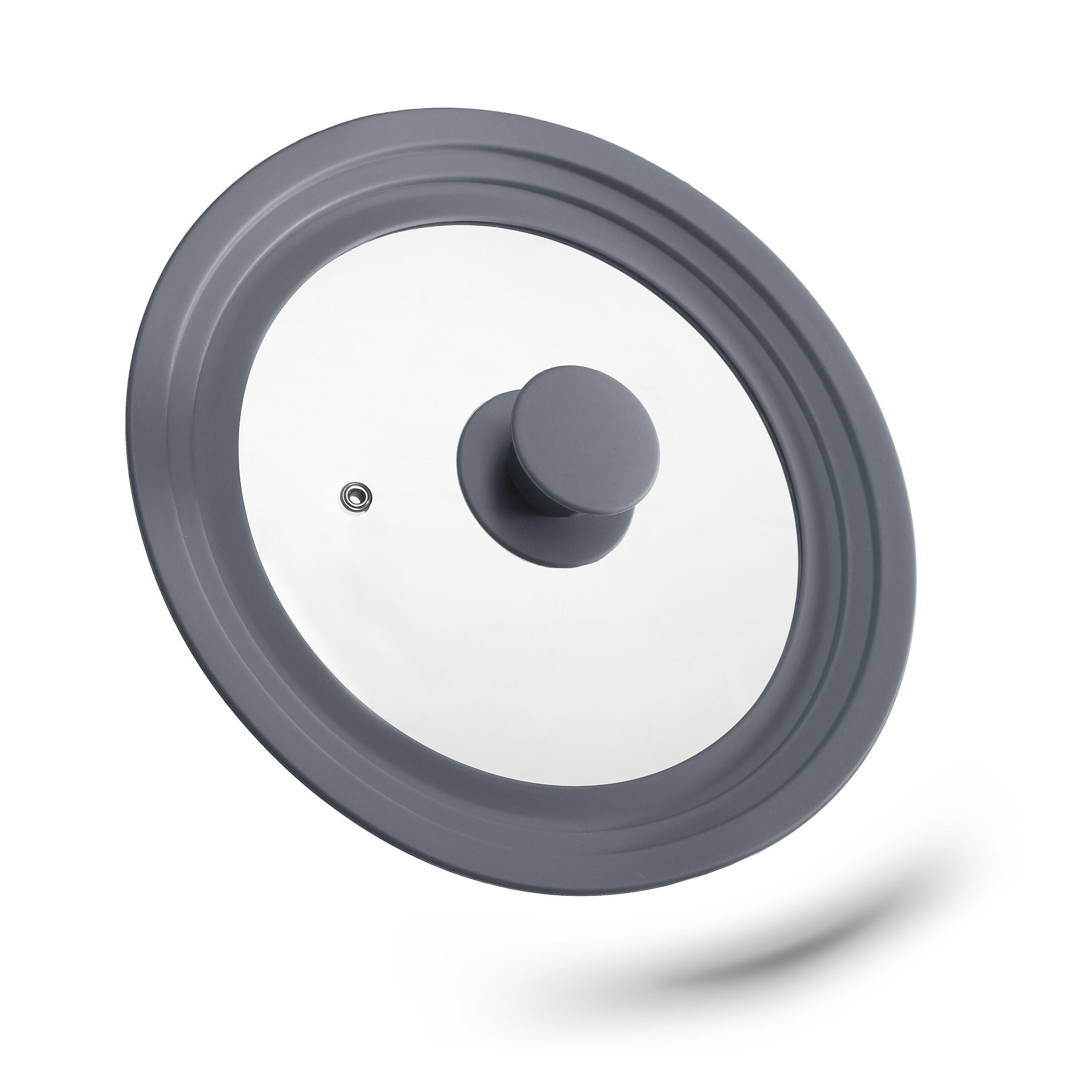 TOPFDECKEL - Grau, Glas/Kunststoff (25.5/25.5/5cm) - Relaxdays