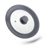 TOPFDECKEL - Grau, Glas/Kunststoff (25.5/25.5/5cm) - Relaxdays