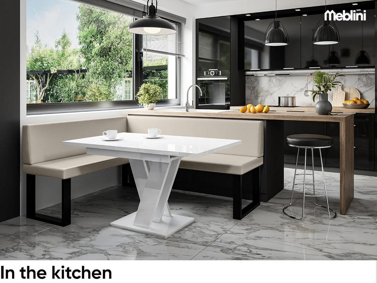 ECKBANK TONI_U - Beige, Leder (128/168cm) - Meblini