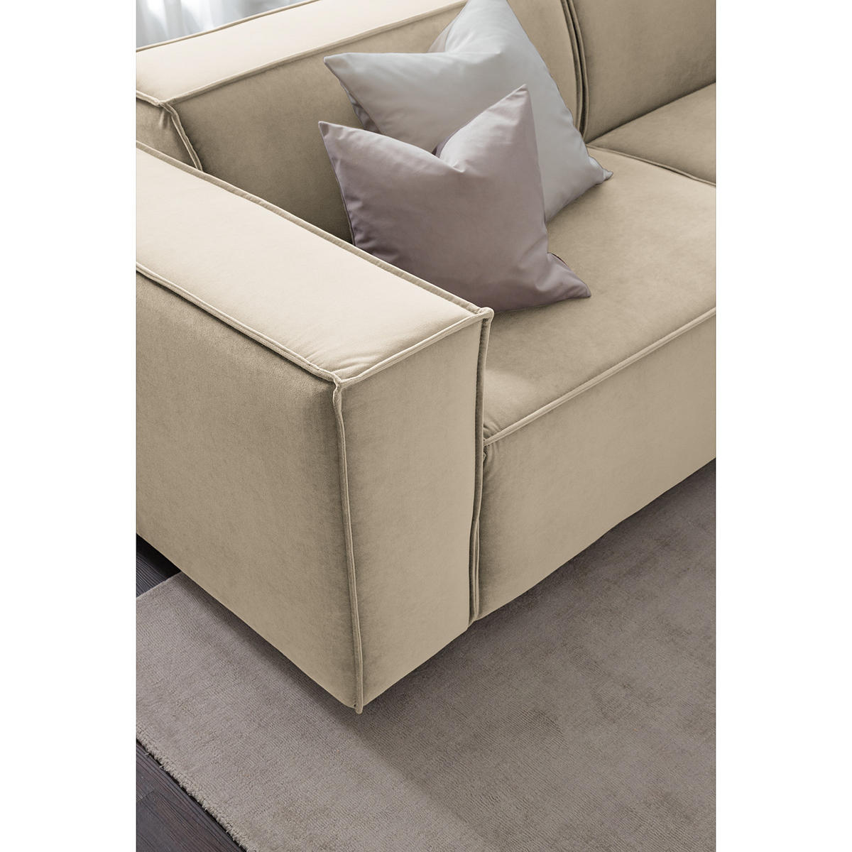 ECKSOFA mit Longchair - Beige/Schwarz, Kunststoff/Textil (294/177cm) - home24