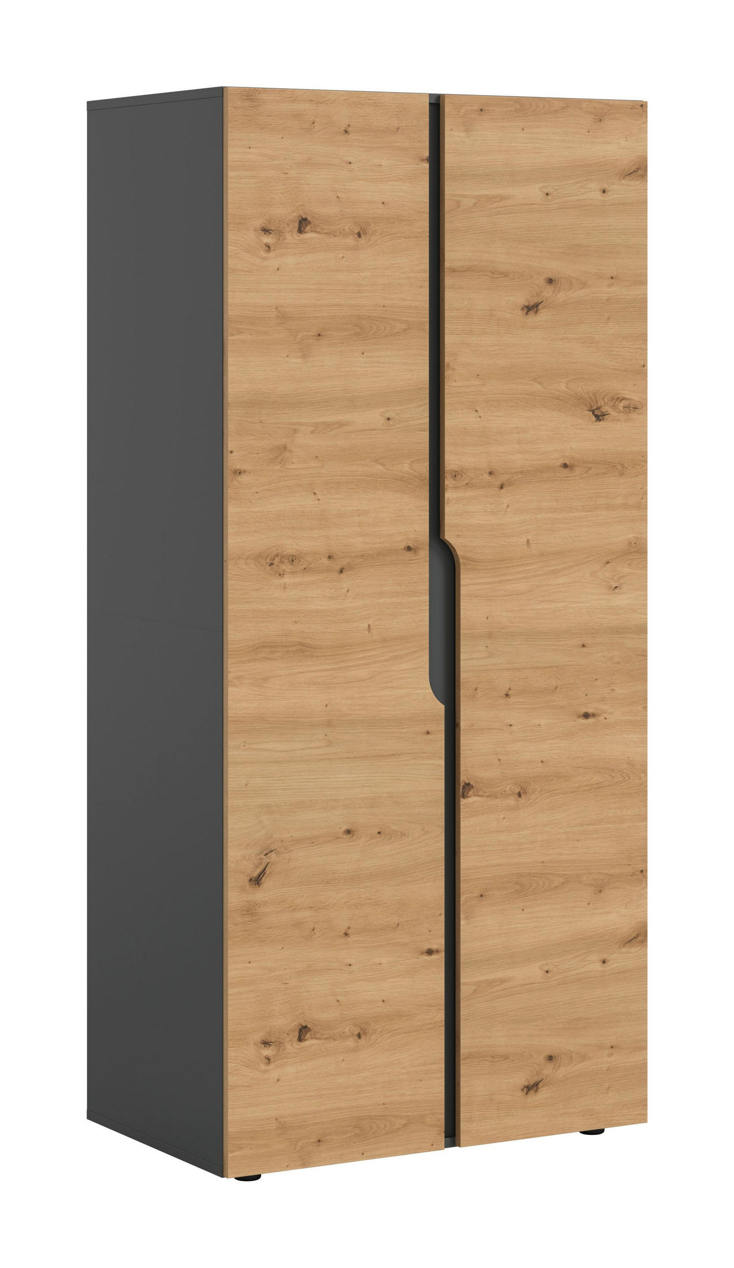 KLEIDERSCHRANK 2TÜRIG Anga Artisan Eiche 80/51/180 cm - Anthrazit, Holzwerkstoff (80/180/51cm) - Xonox