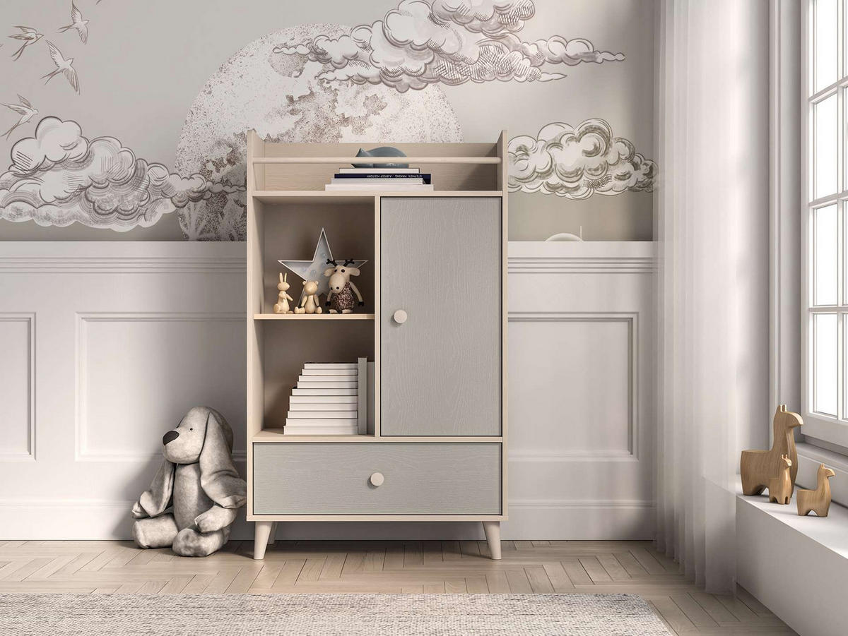 KOMMODE – 80 cm – Mevel – Grau - Grau, Holzwerkstoff (80/132/40cm) - hi-markt