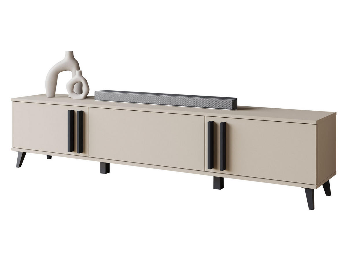 TV-LOWBOARD Helsinki 183 - Beige/Schwarz, Holzwerkstoff/Kunststoff (180/70/33cm) - MIRJAN24