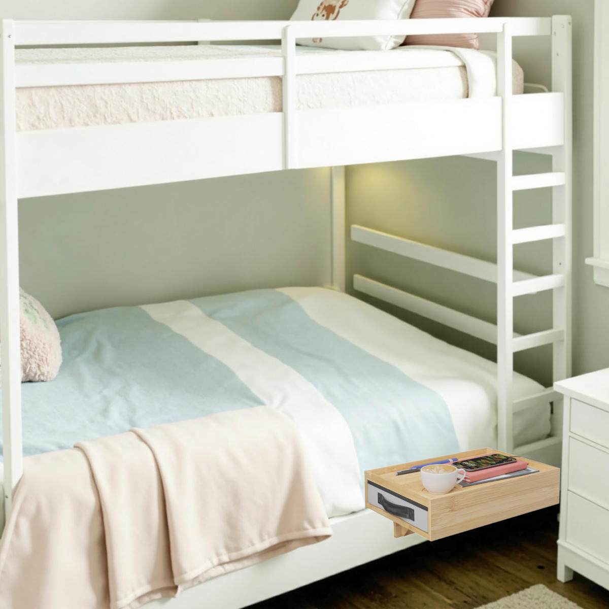 2XNACHTTISCH - Weiß, Holz/Textil (37/14/26.5cm) - Relaxdays