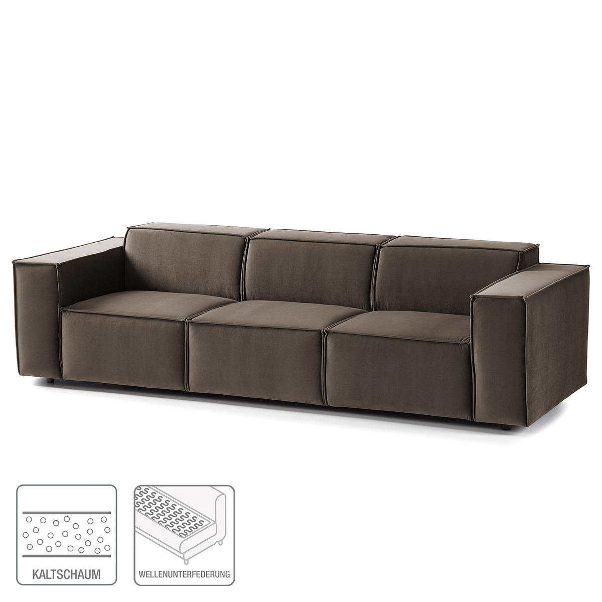 3-SITZER SOFA - Taupe, Textil (260/70/96cm) - home24