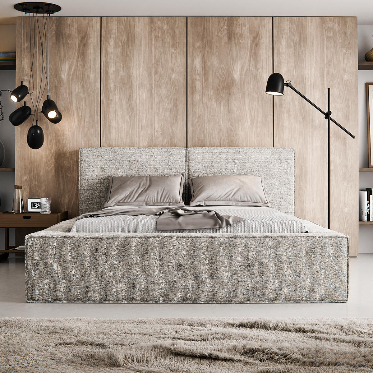 POLSTERBETT LESTI 140x200 cm, Grau - Grau, Textil (200/140cm) - Fedve