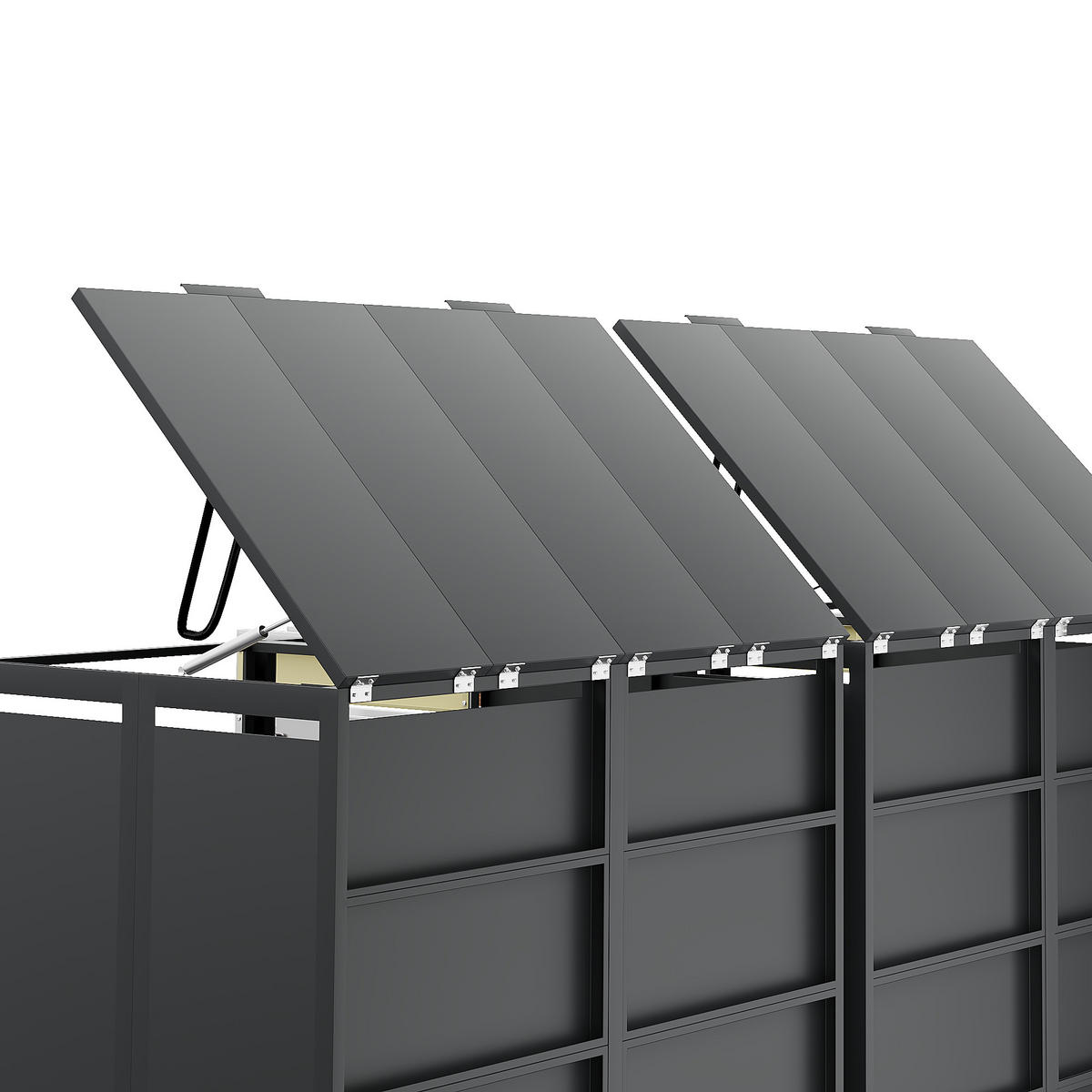 MÜLLTONNENBOX Vier Türen Holzmaserung/Grau - Braun, Metall (132/118.5/80cm) - ComfortXL