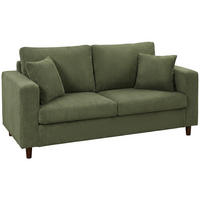 2-SITZER-SOFA Cord 100 Polyester Kautschukholz Grün - Naturfarben/Grün, Holz/Textil (80/82/170cm) - HOMCOM