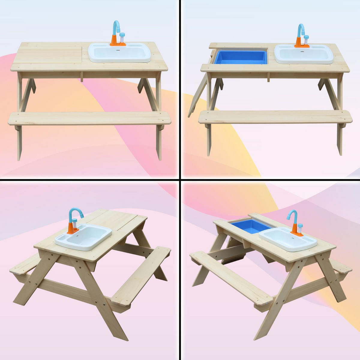 KINDERSITZGARNITUR ROBIN Holz mit Matschtisch - Naturfarben, Holz - Coemo