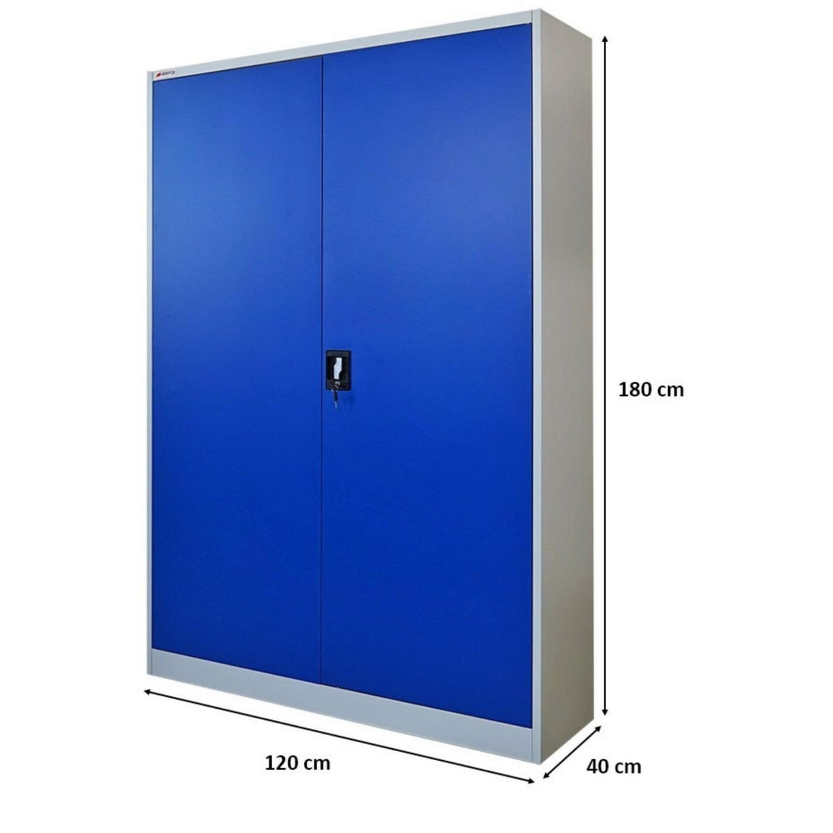 FLÜGELTÜRENSCHRANK Elephant Metall komplett montiert 180x120x40cm Blau/Lichtgrau - Blau/Grau, Metall (120/180/40cm) - PROREGAL