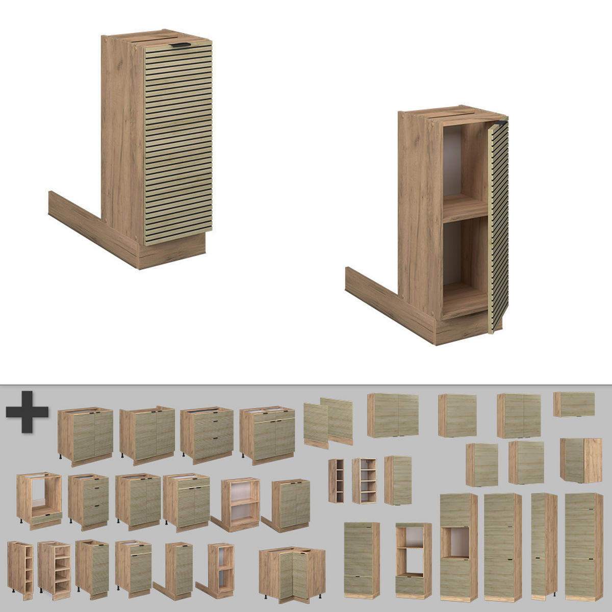 KUCHYŇSKÝ OSTRŮVEK Fame-Line Dubový panel - medově dubová/barva dubu, kompozitní dřevo (30/82/70cm) - Vicco