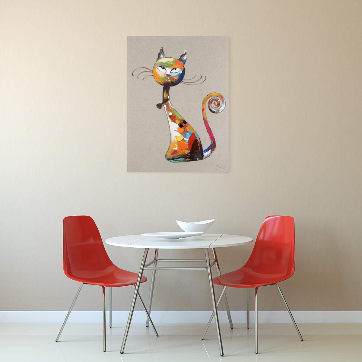 ACRYLBILD HANDGEMALT 60/80 cm - Multicolor/Grau, Holz/Textil (1.5/80cm) - KUNSTLOFT