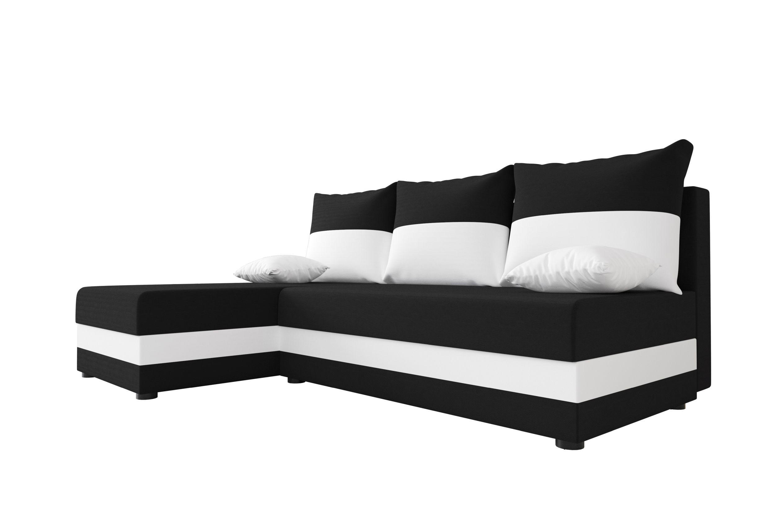 ECKSOFA HEWLET L Rainbow 15+31 Links mit Schlaffunktion - Schwarz, Textil (200/140cm) - Bedante