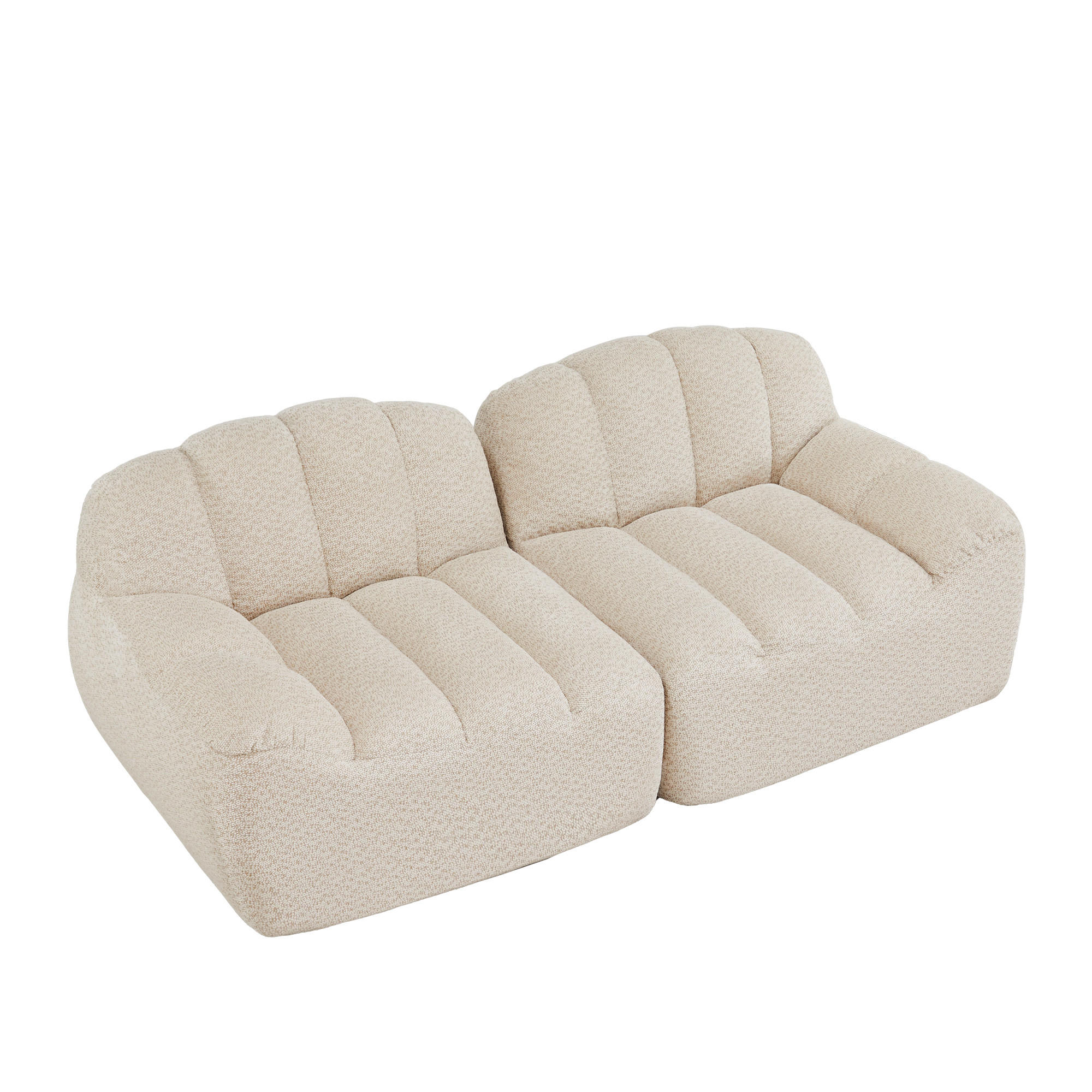 SOFA 210×104×79 cm aus Granular Fleece rahmenlos modular 2-Sitzer,weiß - Weiß, Textil (104/79/210cm) - Luhomfu