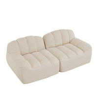SOFA 210×104×79 cm aus Granular Fleece rahmenlos modular 2-Sitzer,weiß - Weiß, Textil (104/79/210cm) - Luhomfu