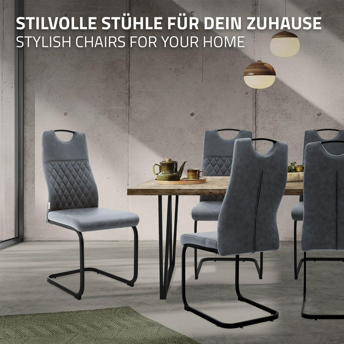 JÍDELNÍ ŽIDLE, sada 2 ks, židle s volným podnožím z umělé kůže, antracitové, s ocelovým rámem - černá/antracitová, kov/textil (56/101/56cm) - ML-DESIGN