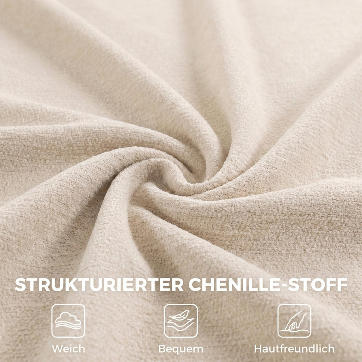 RELAXSESSEL-MIT-HOCKER 2er Set Polyester Cremeweiß - Creme/Schwarz, Textil/Metall (88/104/71cm) - HOMCOM