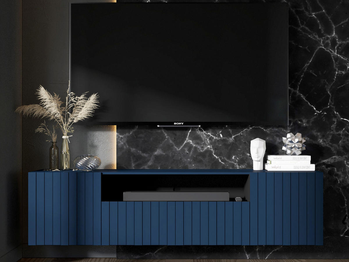TV-SCHRANK Elpis2 Marineblau Matt Glamour 150 cm - Blau, Holzwerkstoff (150/37.5/36.5cm) - Meble Lindner