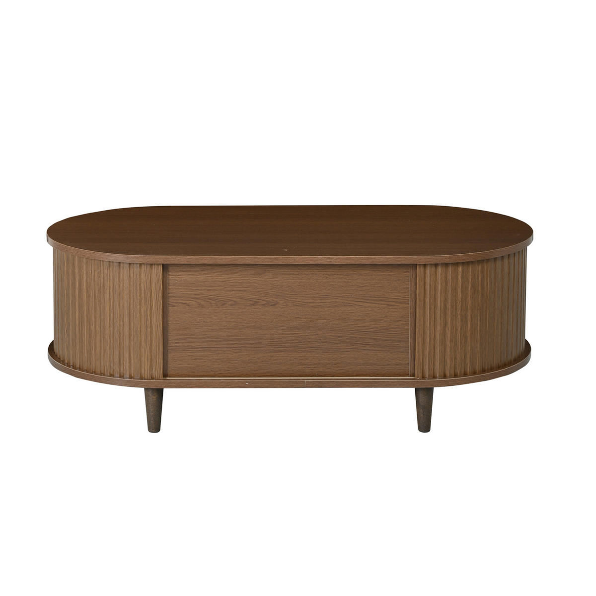KONFERENČNÍ stolek z MDF 100x50x36 cm ořechová barva s 1 zásuvkou, otevřenou policí a roletovými dvířky - barva vlašského ořechu, kompozitní dřevo (100/50/36cm) - Modfu