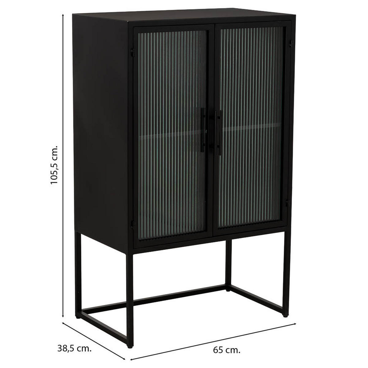 VITRINE aus Metall, schwarz, 65x39x106cm - Schwarz, Metall (65/105.5/38.5cm) - Wanderlust